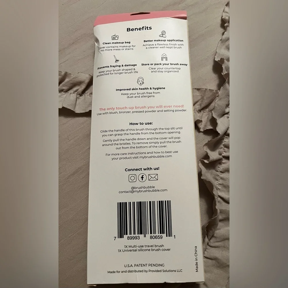 Brush Bubble Travel Brush + Cover - Brown, set of 2, Vegan Bristles NWT